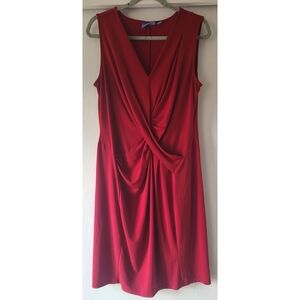 Vera Wang Red Draped Midi Dress
